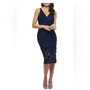 Xscape Floral Appliqué Midi dress